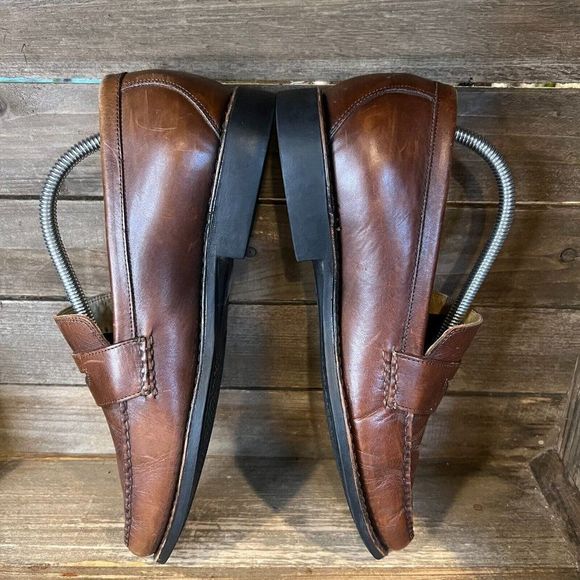 Mens Johnston & Murphy Brown Leather Slip On Penny Loafers Dress Shoes Size 9.5M main image 3